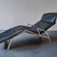 Scandinavian black leather lounge chair, 1980