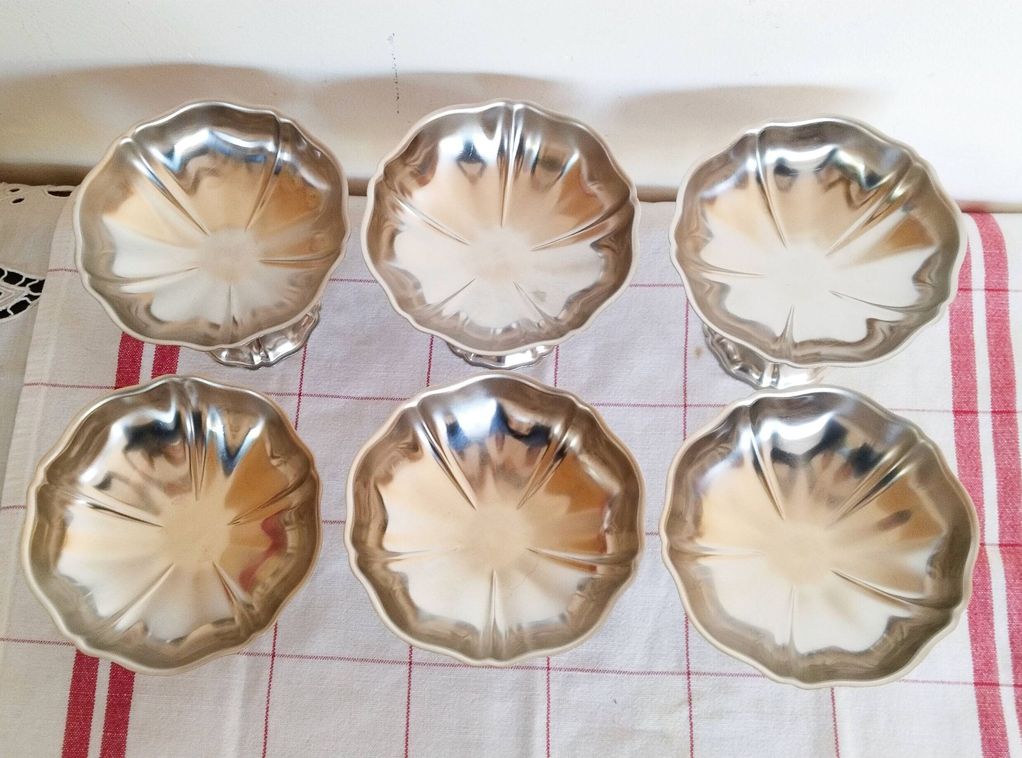 Lot de 6 grandes coupes à glace  , en inox 18/10 ( ref 17)