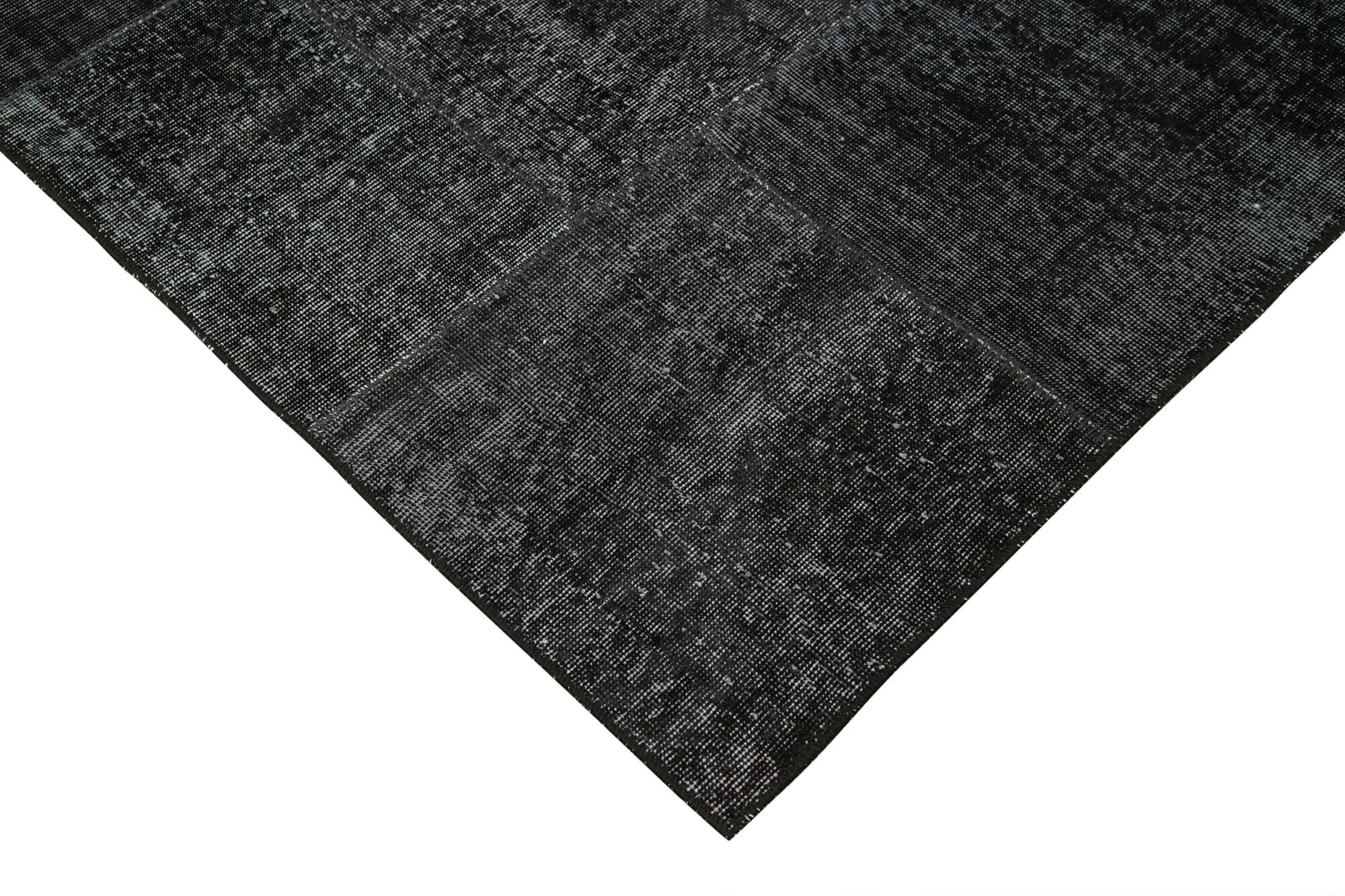 Hand-Knotted Oriental Overdyed 193 cm x 299 cm Black Patchwork Rug