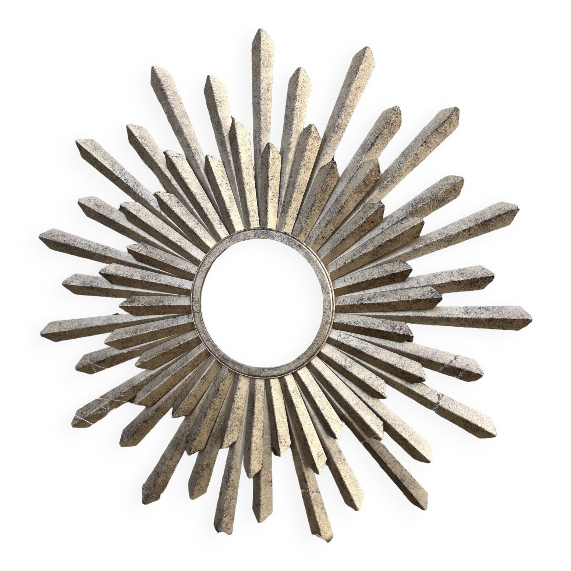 Sun mirror in patinated gold metal from the 2000s Diam 76 cm