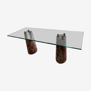 Dining table in glass and marble