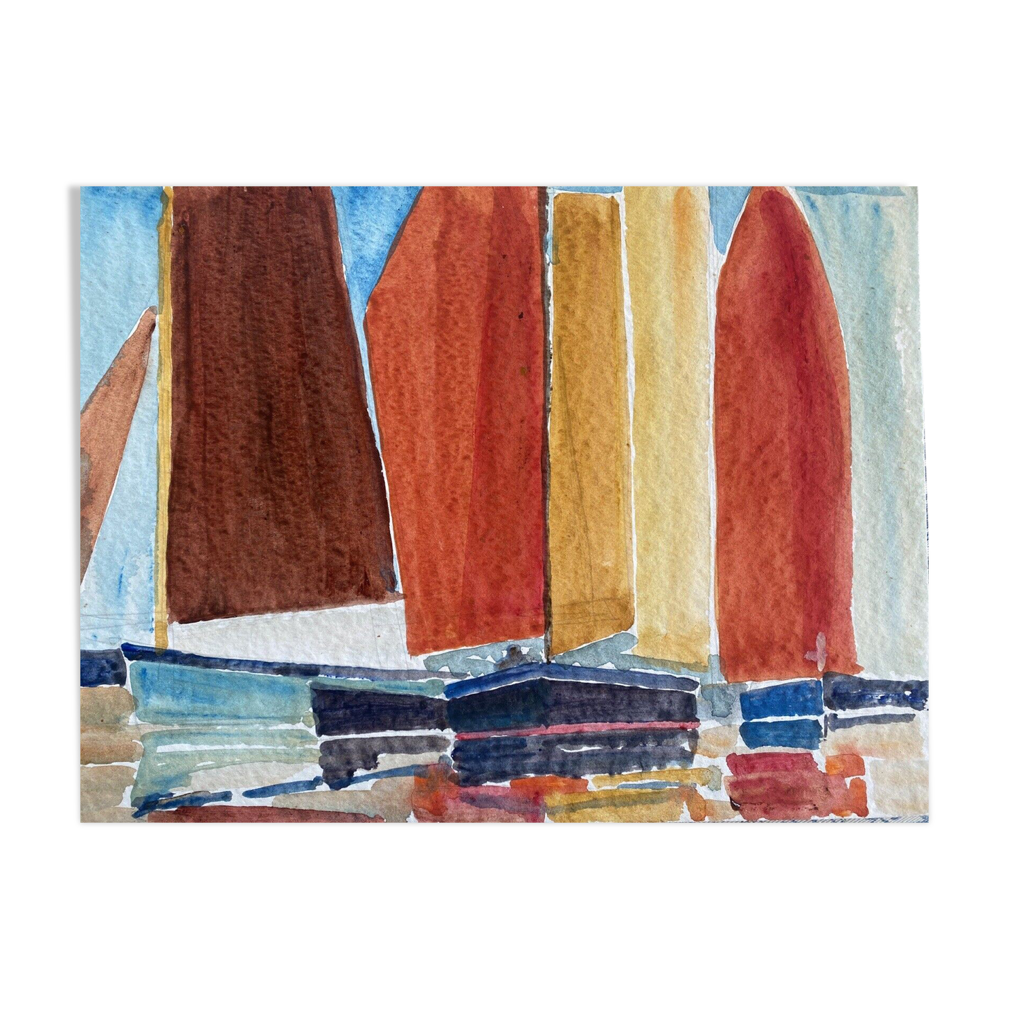 Painting "the sails" by jean-francois devaliere (1926-2021)