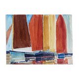 Painting "the sails" by jean-francois devaliere (1926-2021)