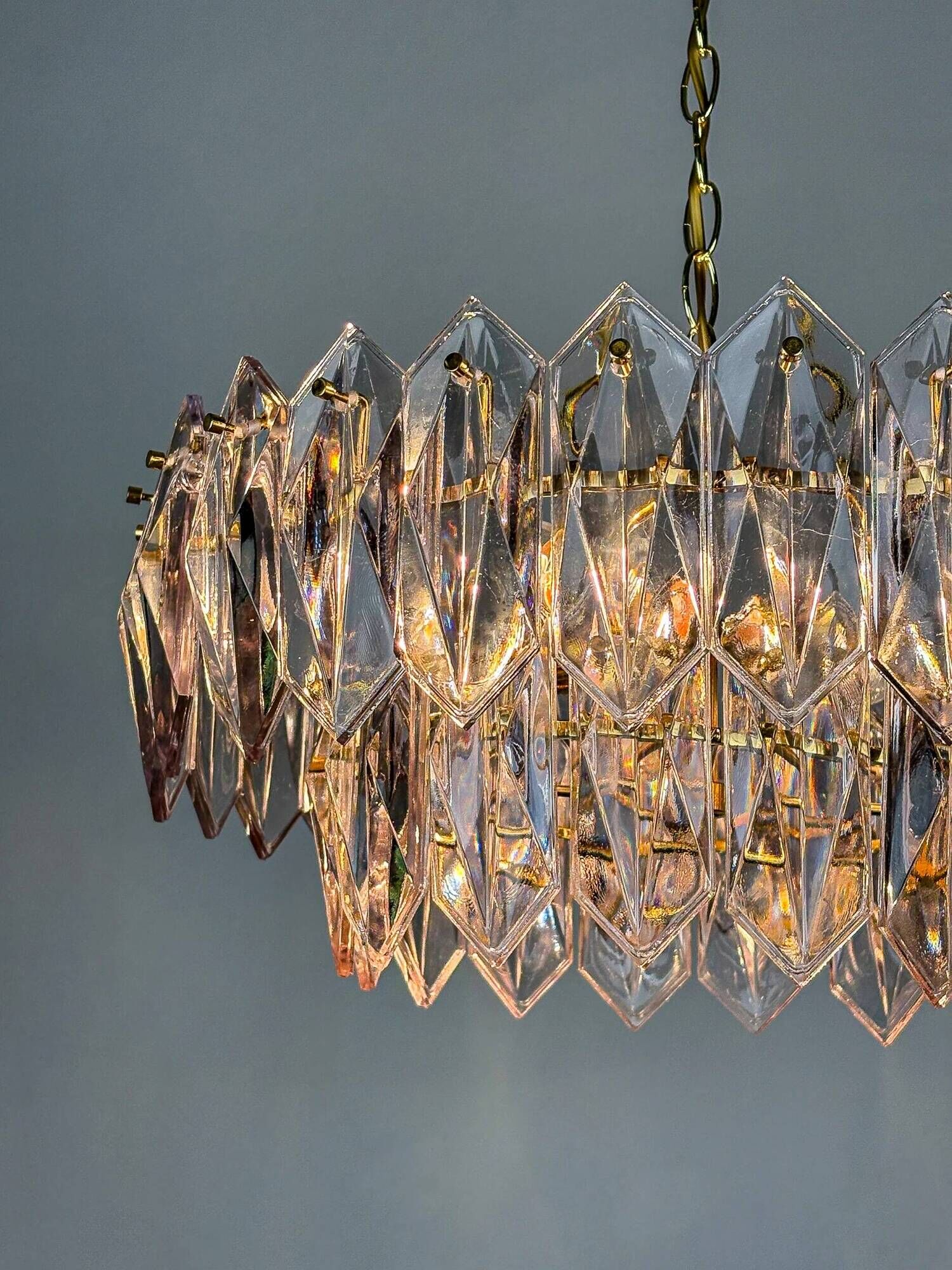 JT Kalmar chandelier, cut glass, 2 levels, Austria, 1970s