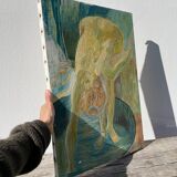 Tableau ancien huile sur toile nu féminin
