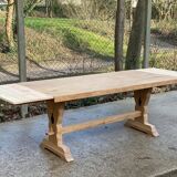 Extendable monastery table renovated in solid raw oak 180 260cm