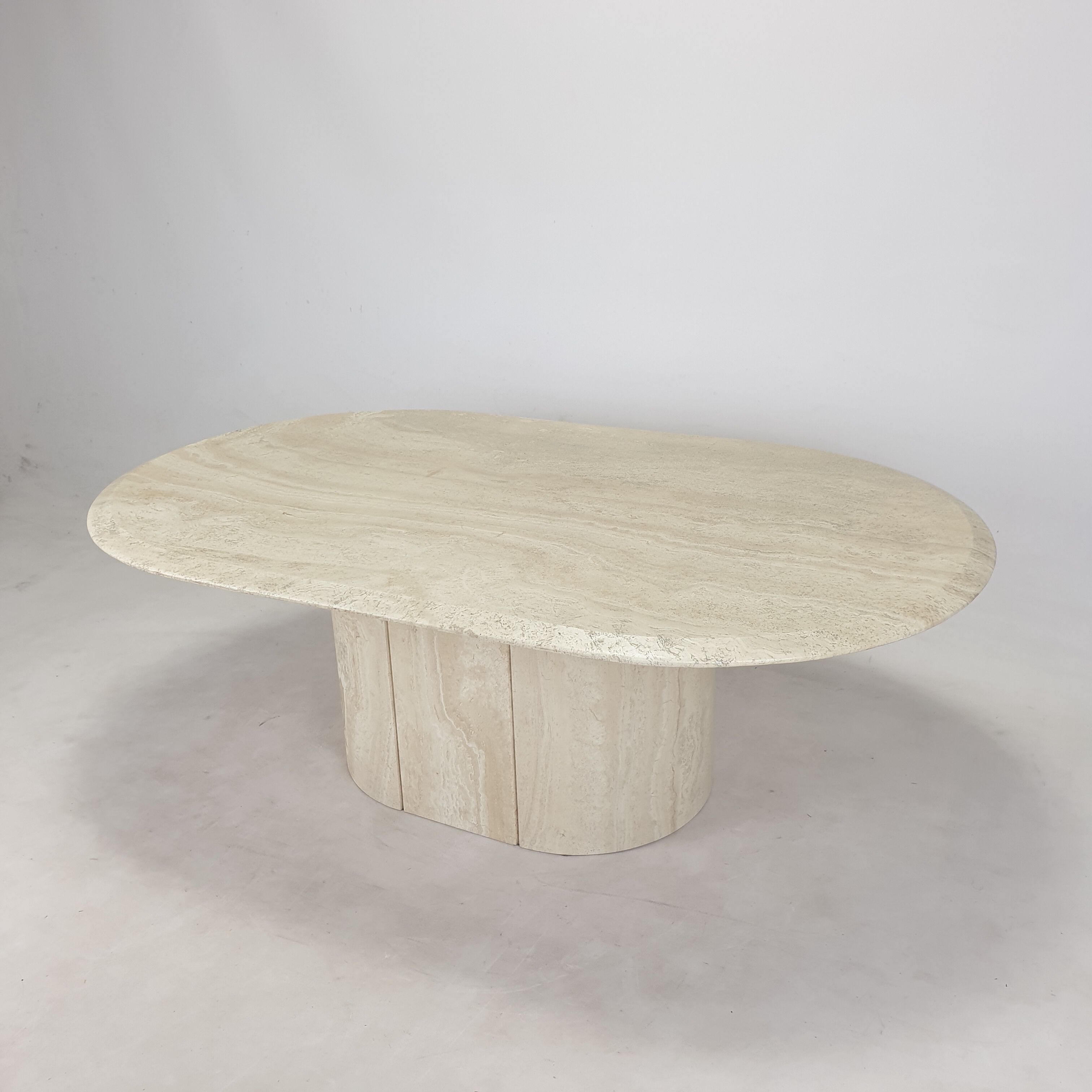 Italian Oval Travertine Coffee Table, 1984
