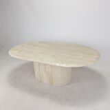 Italian Oval Travertine Coffee Table, 1984