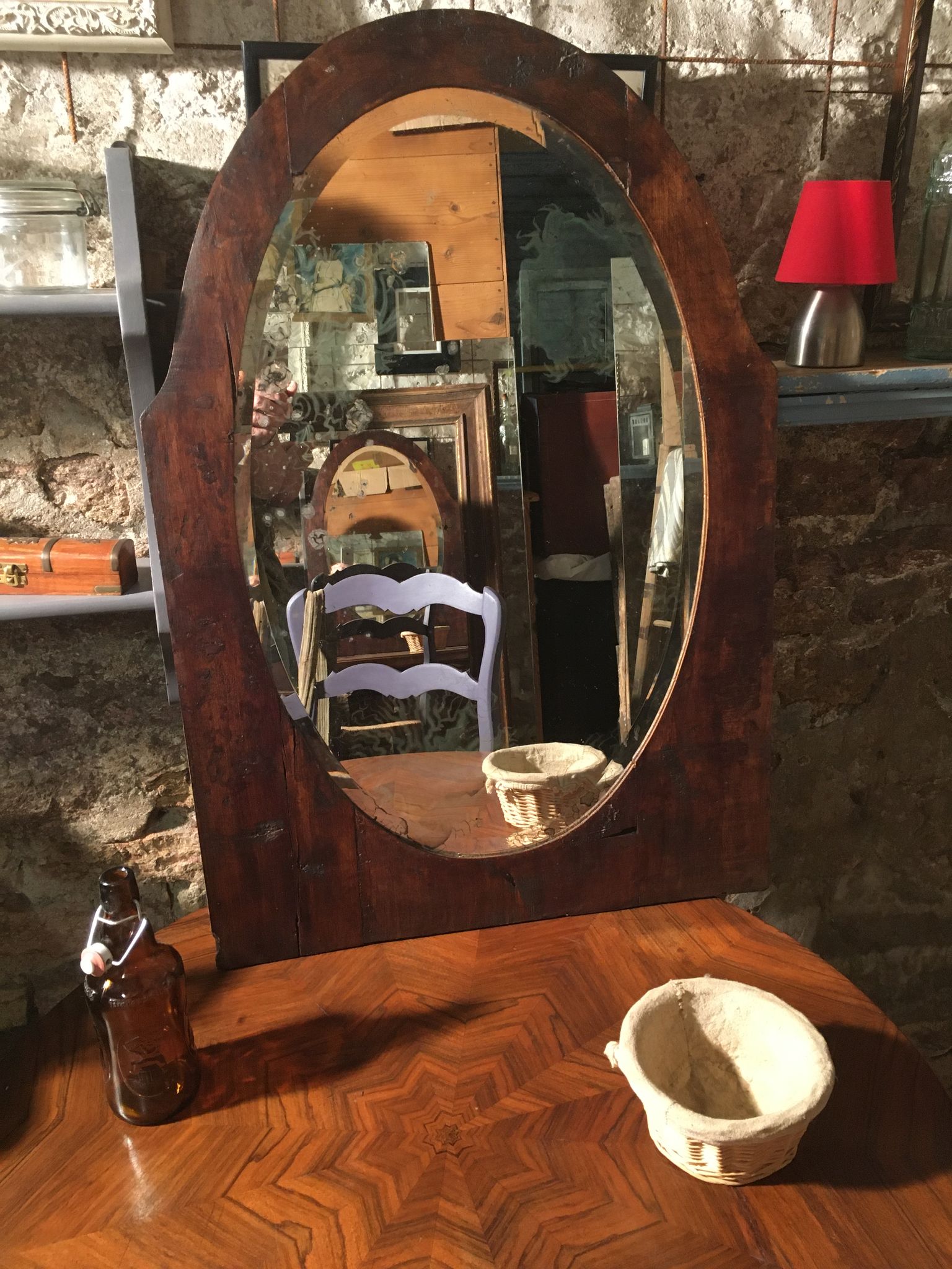 Bevelled oval mirror 92x63