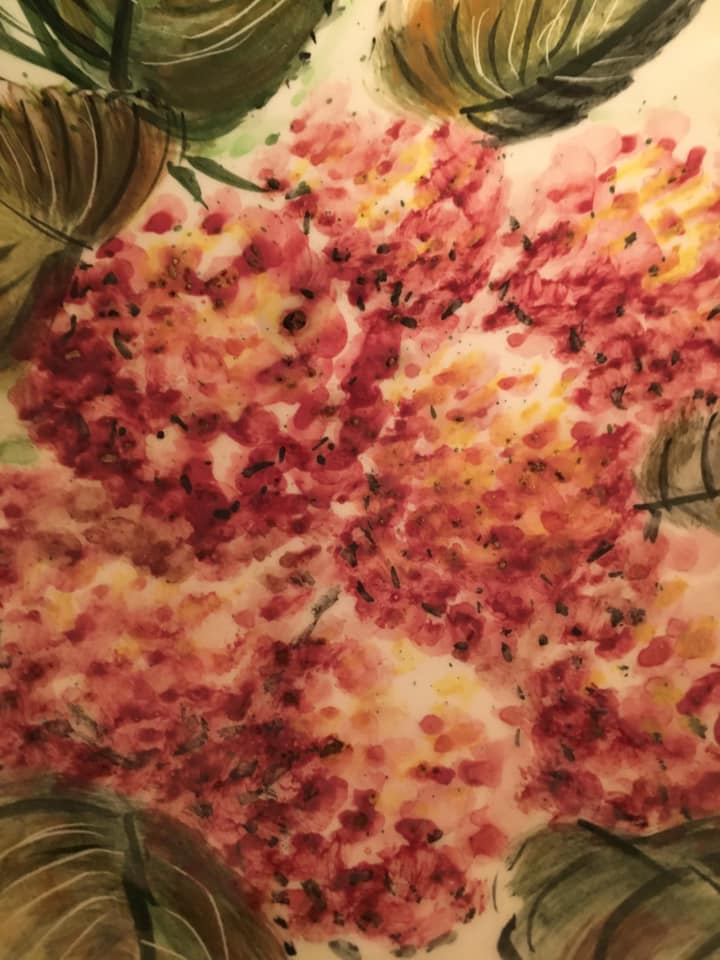 Porcelain fruit cup with hydrangea motifs