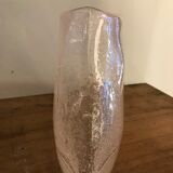 Trapezoidal vase in blown and bubbled glass