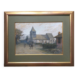 Twilight. Gouache and watercolour by René DEBRAUX 1868-1938