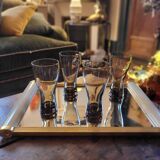 4 verres long drink en verre fumé 70s