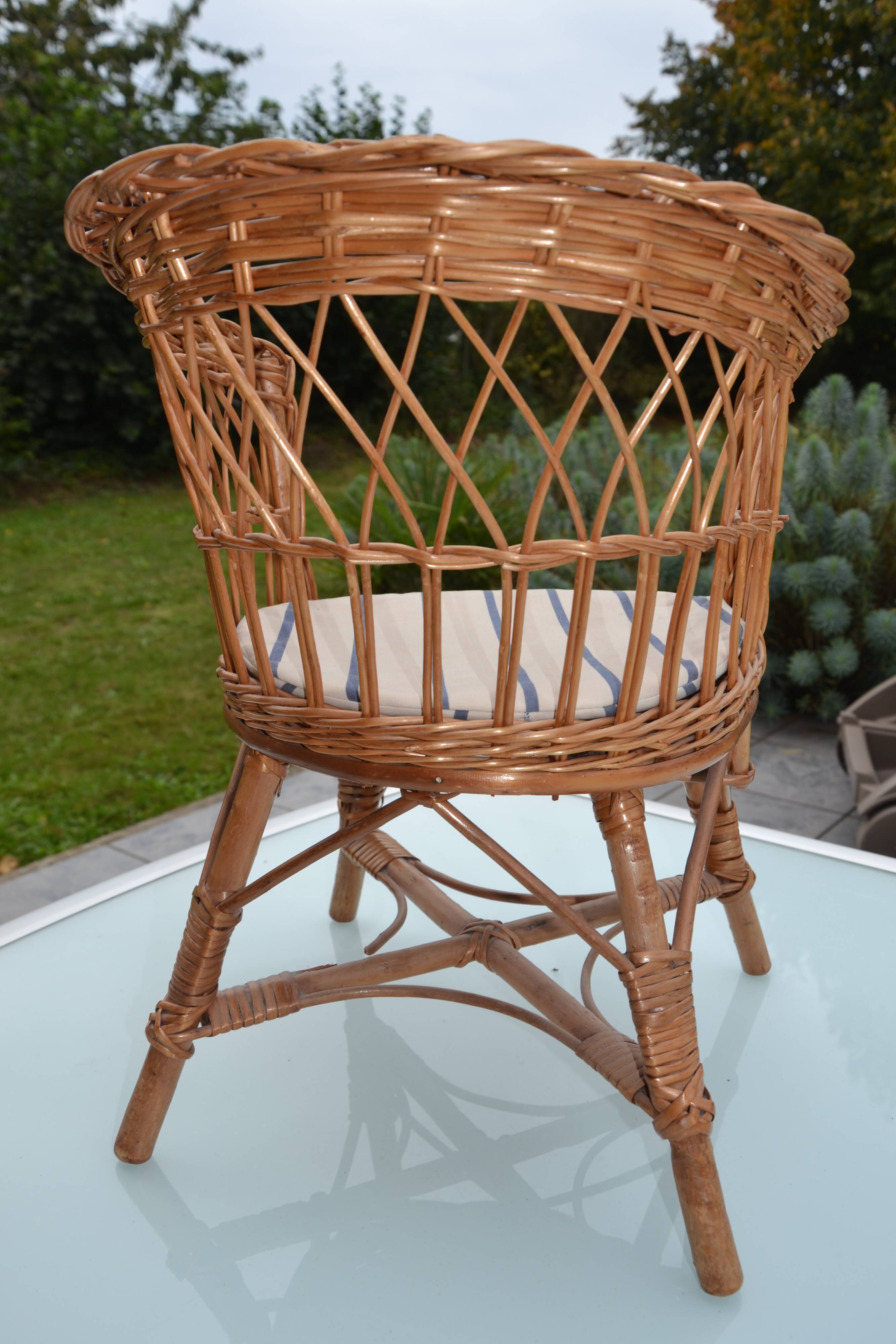 Rattan children's chair from the 60s and 70s
