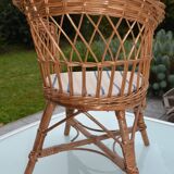 Rattan children's chair from the 60s and 70s