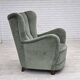 1960s, Danish highback relax chair, furniture velour, ash wood.