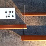Modular wall shelf in metal and teak, 1950-1960