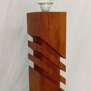 1970s lamp, solid mahogany, graphic design