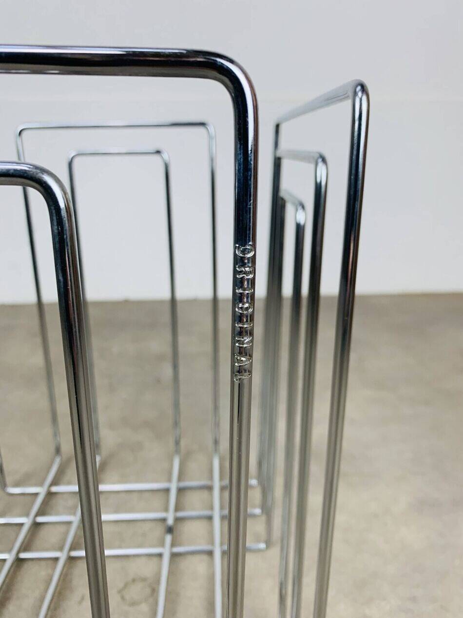 Chrome metal magazine rack by Willi Glaeser for TMP, 1980s.