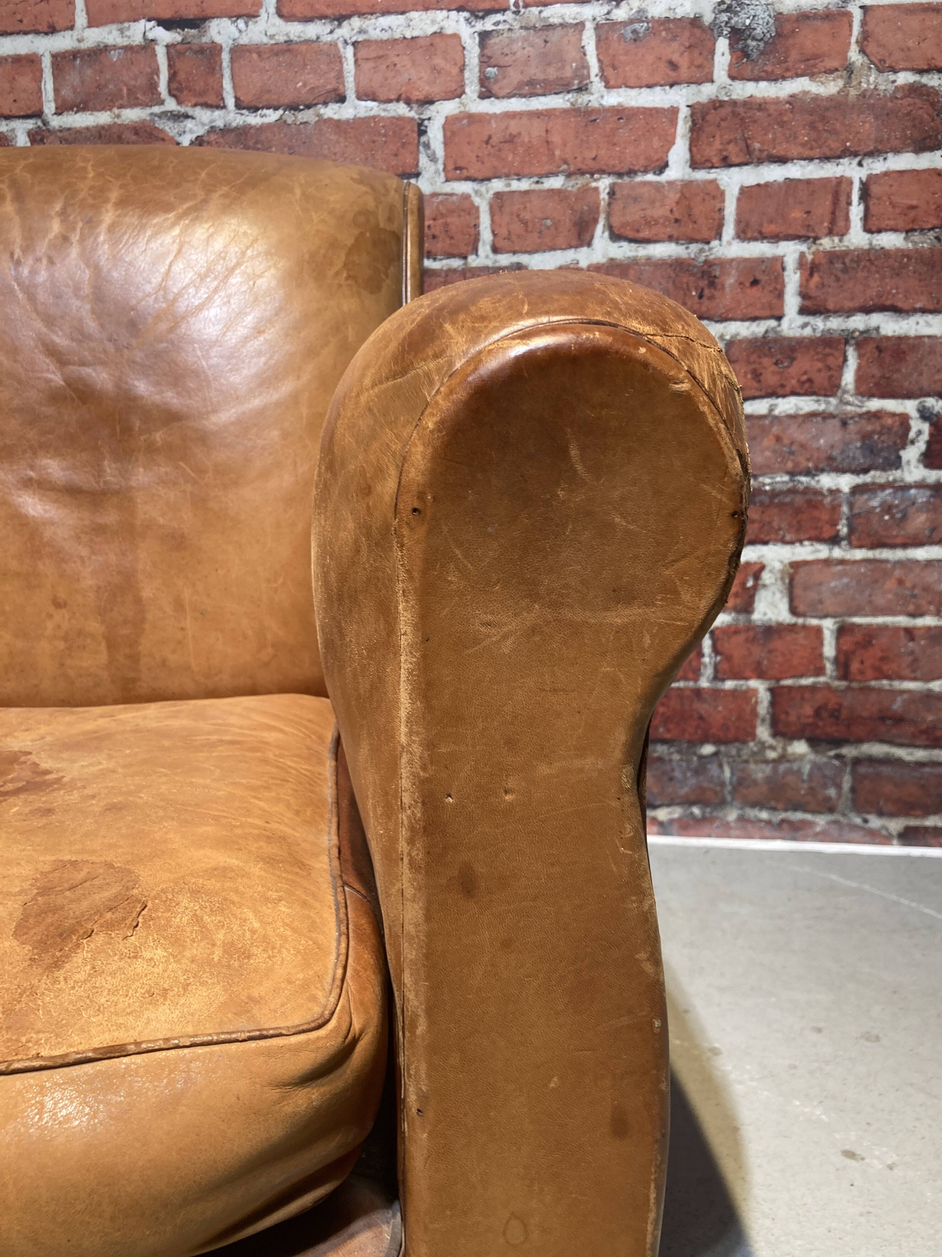 Brown leather armchair