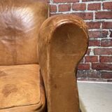 Fauteuil en cuir marron