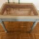 Footrest / bedroom stool Louis XVI — Celadon grey lacquered — Caned