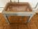 Footrest / bedroom stool Louis XVI — Celadon grey lacquered — Caned