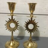 Pair of sun candle holders