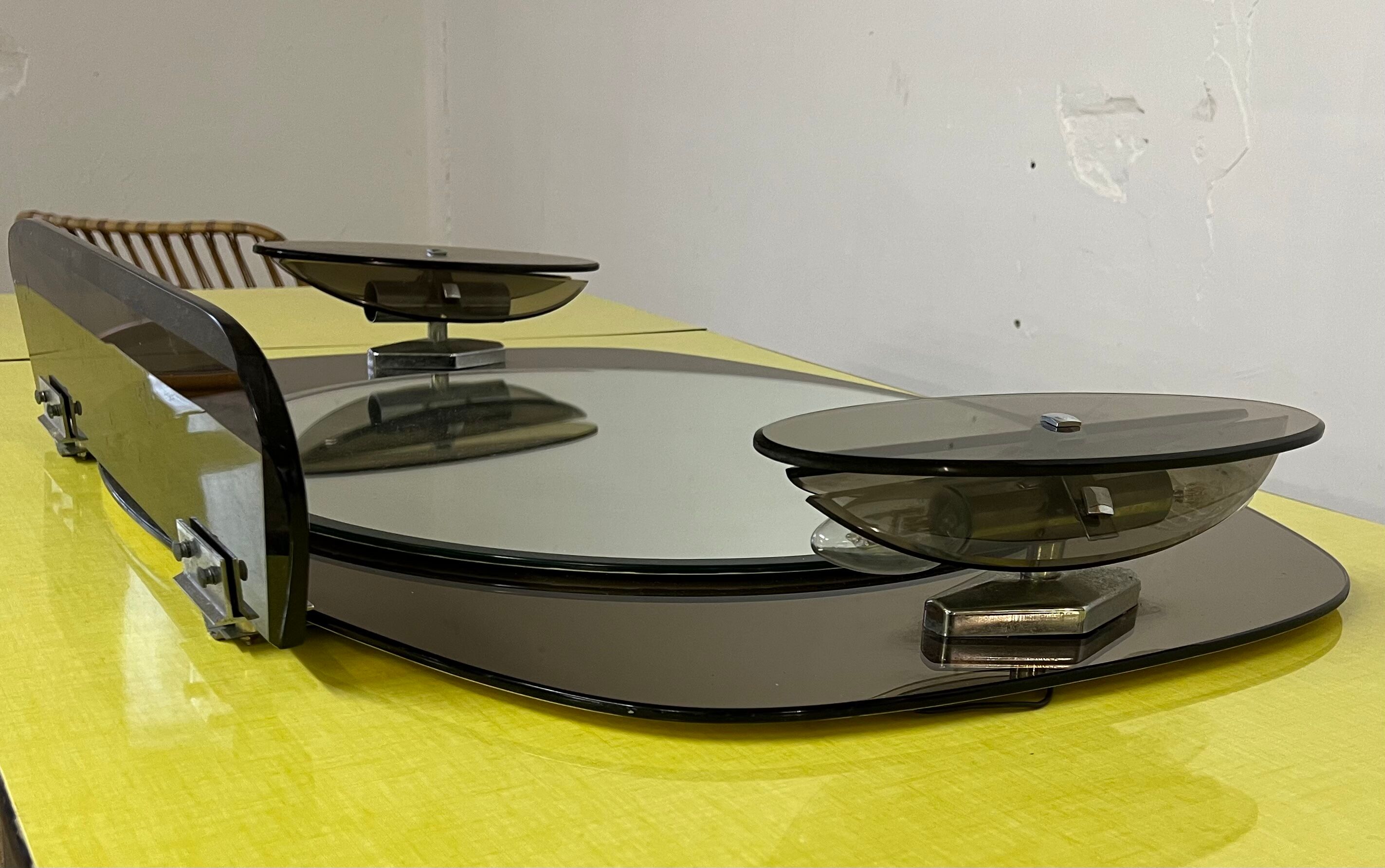 Mirror with glass sconces