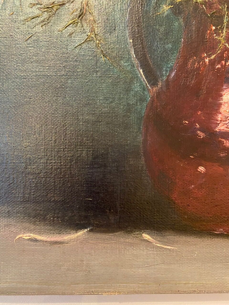 Old painting, still life with thistles signed C.Jung, 1928