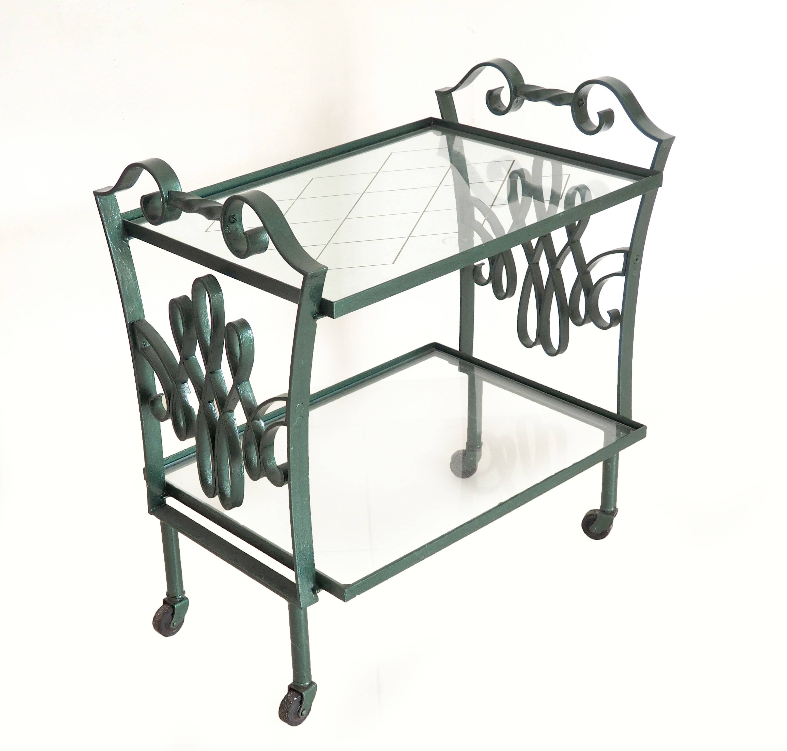 1950s wrought iron serving trolley