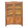 Armoire bois art déco avec vitre cathédrale, meuble de rangement bois, armoire vintage, déco