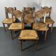 6 Farmhouse wood turned rush dining chairs