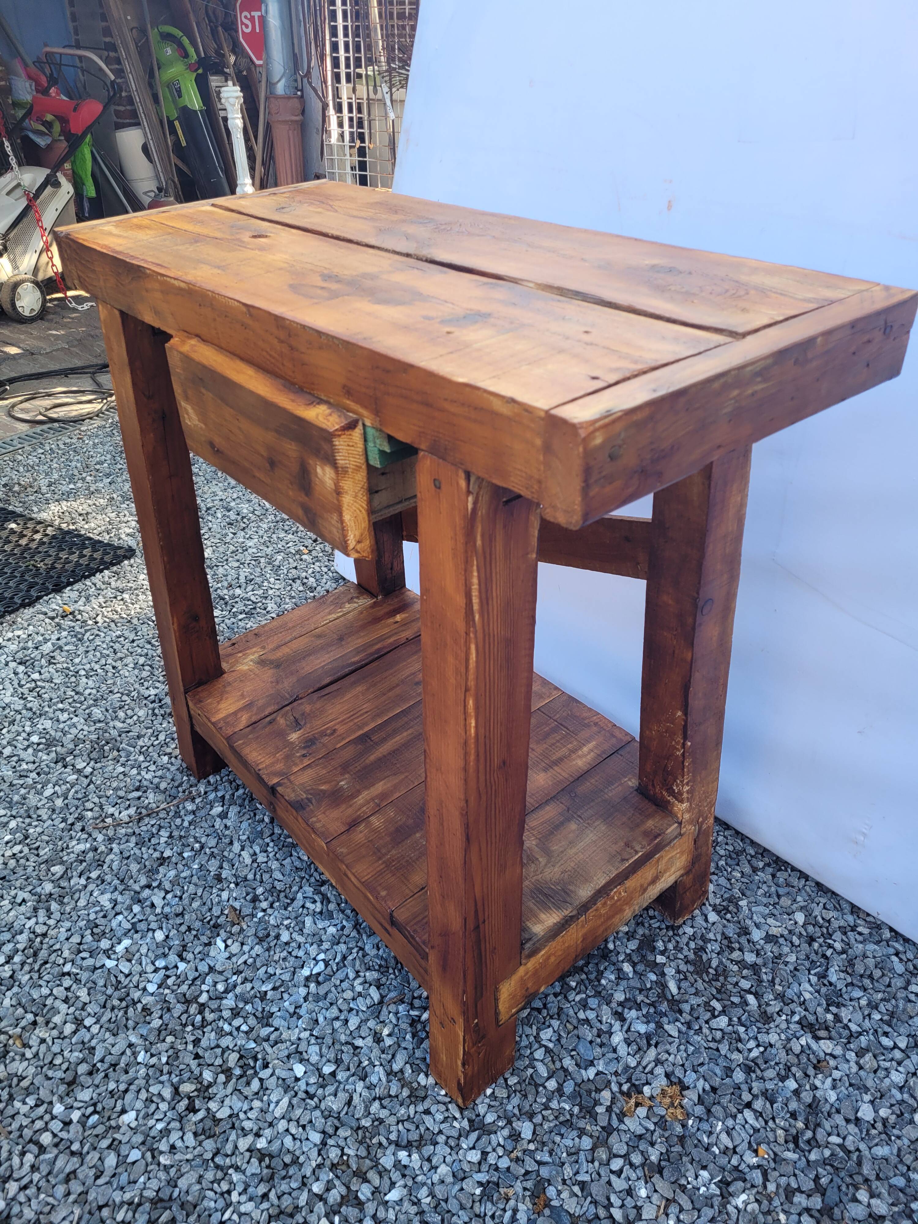 Wooden workbench 101×90cms with 1 drawer