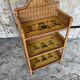 Vintage 1960s Painted Rattan Shelf with 3 Tiers