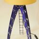 Pair of blue industrial design lamps with yellow shades - Space Age Rocket
