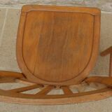 Chair and stool in solid wood in its patina