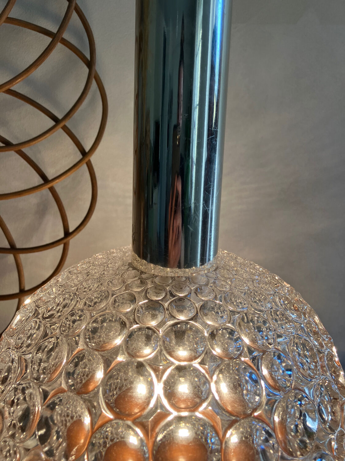 Glass pendant lamp with bubble patterns - 1960s
