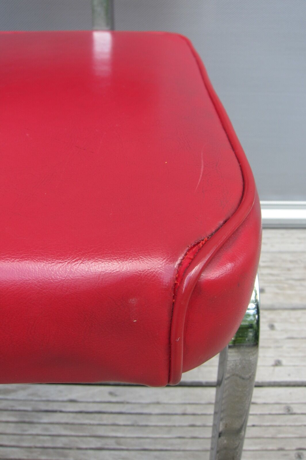 Chair vintage red leatherette chrome feet