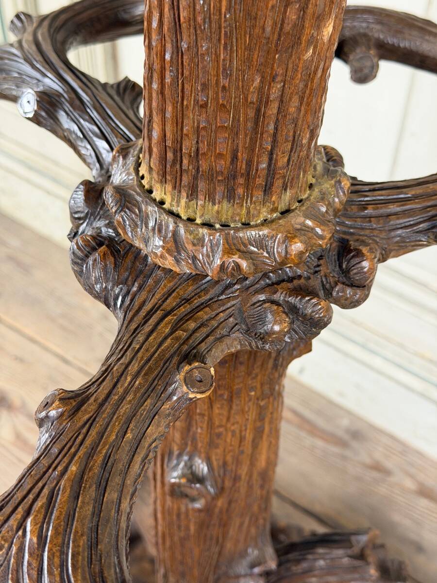 Carved wooden coat rack from the Black Forest, circa 1900.