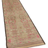 Handwoven one-of-a-kind anatolian beige runner rug 85 cm x 337 cm