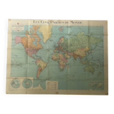 Taride vintage world map planisphere 1976