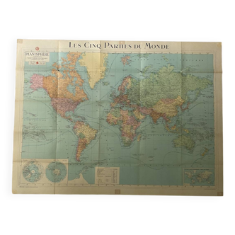 Planisphère mappemonde Taride vintage 1976
