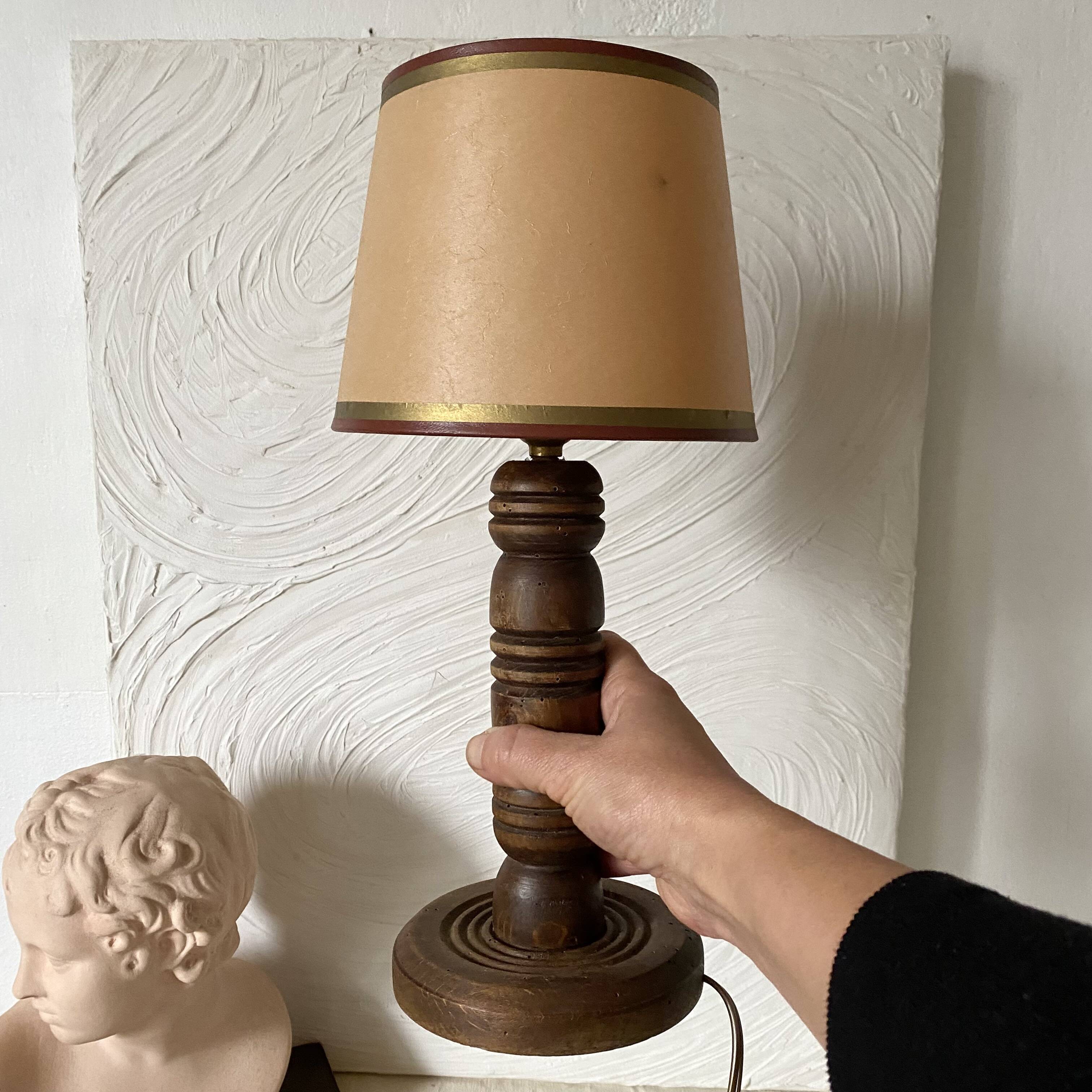 Turned wooden floor lamp, 1930s-1940s.