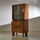 1950's Oakwood Display Cabinet with Sliding Glass Panels