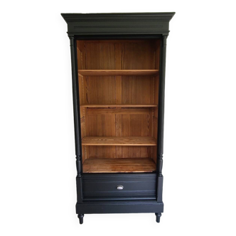 Ancienne bibliothèque meuble de rangement étagère cabinet curiosités lingère vintage noir