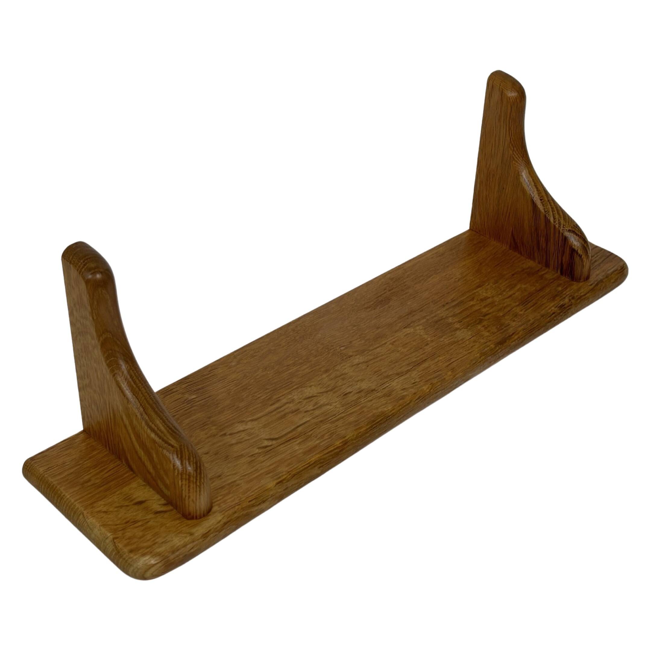 Vintage oak wall rack book shelf 1970s wood minimalist design