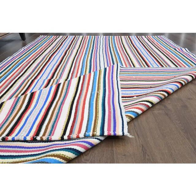 Tapis de couloir vintage turc Oushak fait main en laine et coton, années 1970