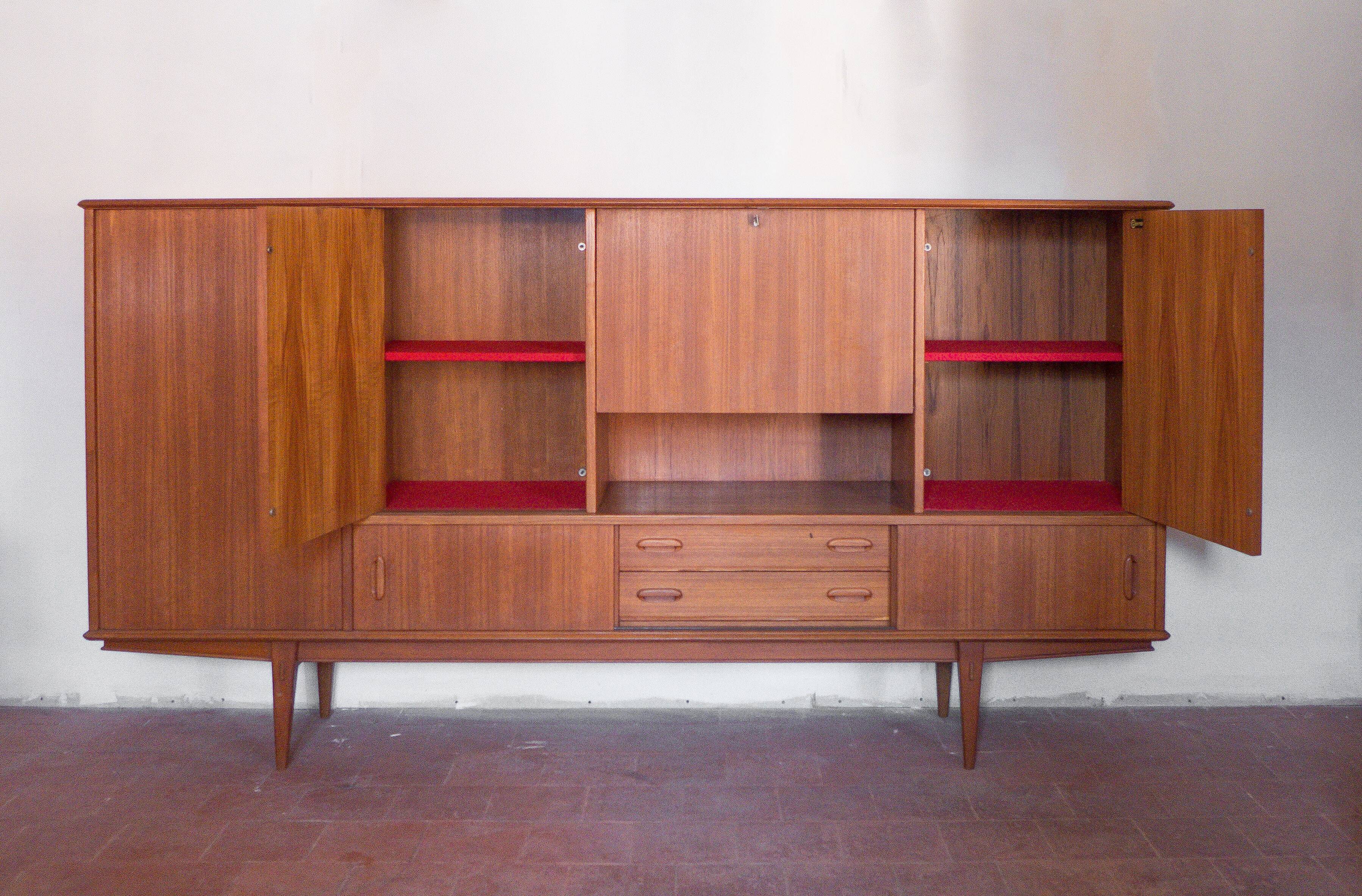 Arno wooden sideboard, Scandinavian teak wood sideboard, vintage storage unit