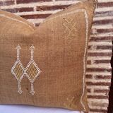 Handmade Moroccan silk cushion cover, cactus pattern